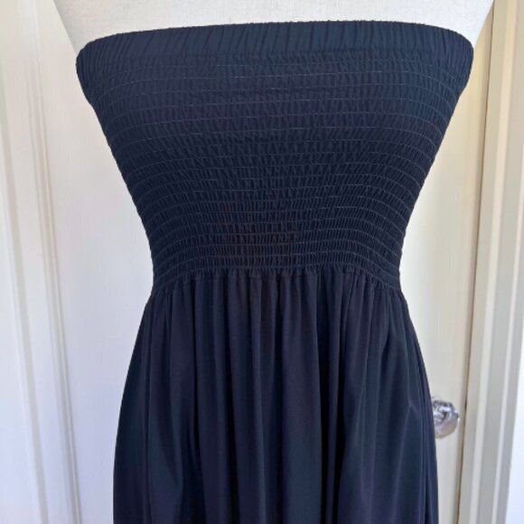 COTTON:ON Black Smocked Strapless High Low Midi Dress Size M - Picture 4 of 11